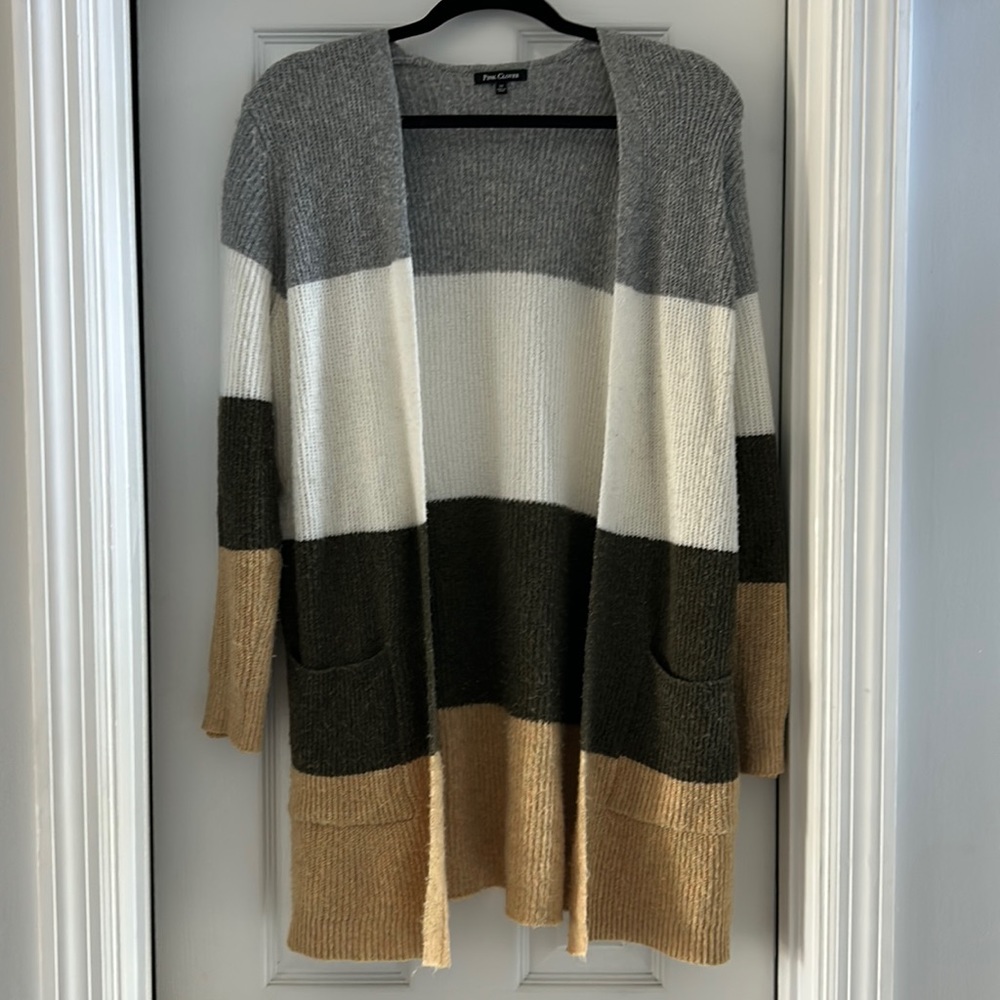 Pink clover colorblock cardigan